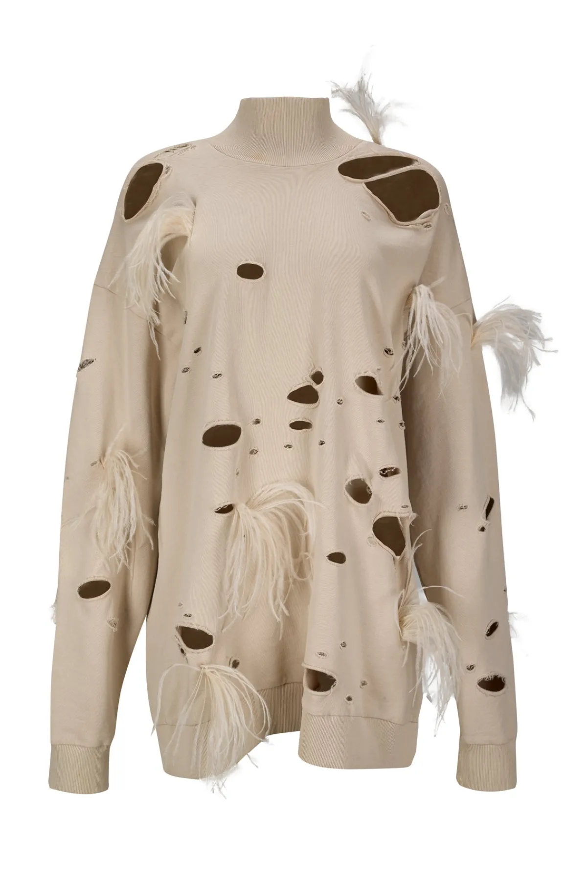 Women Marques ' Almeida DISTRESSED TURTLENECK WITH FEATHERS