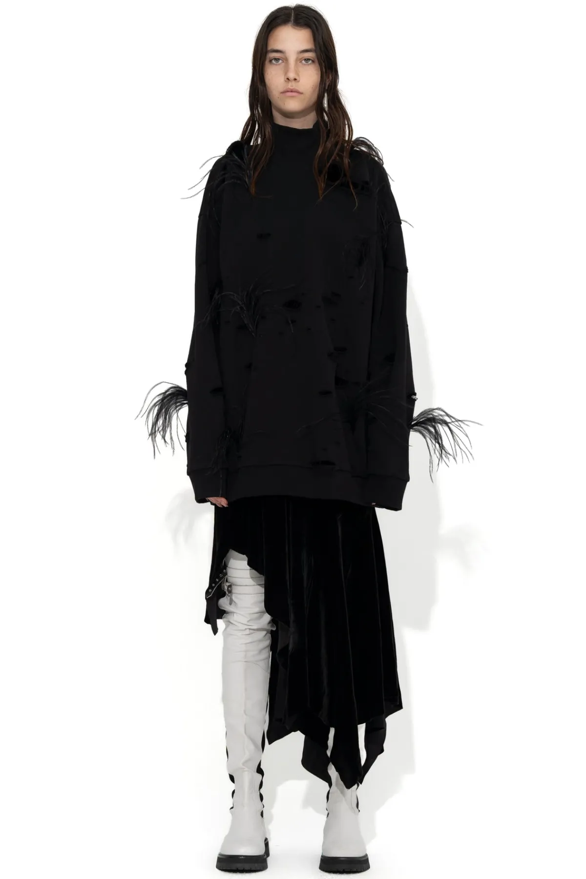 Women Marques ' Almeida DISTRESSED TURTLENECK WITH FEATHERS