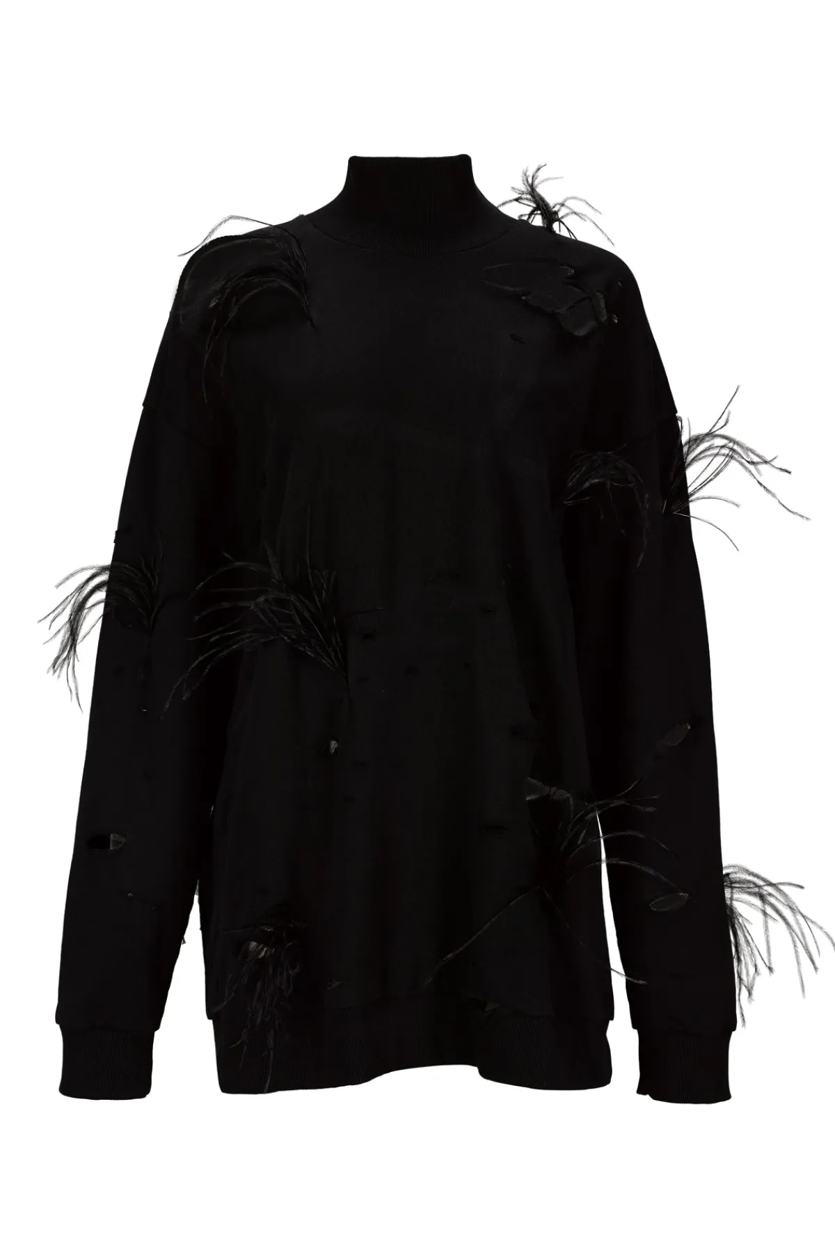Women Marques ' Almeida DISTRESSED TURTLENECK WITH FEATHERS