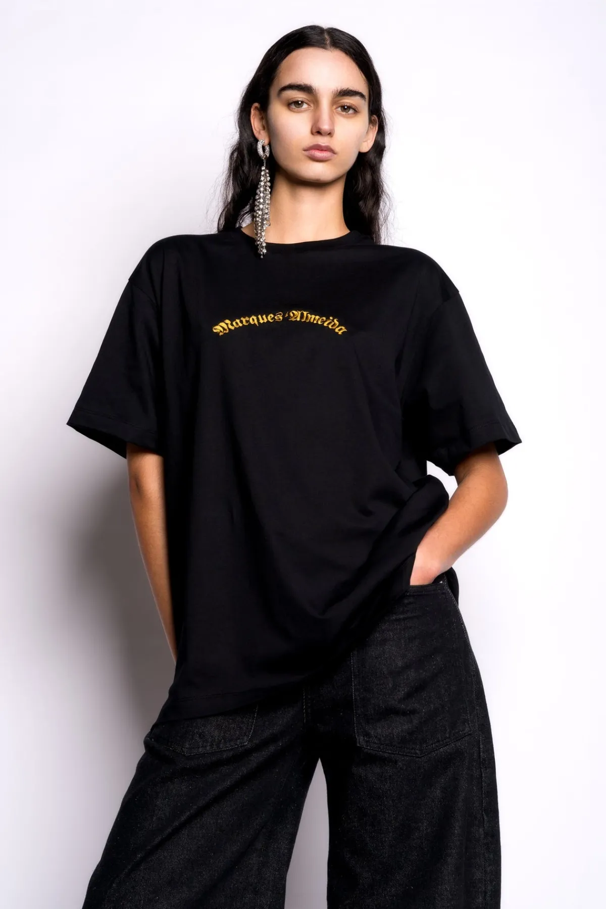 Women Marques ' Almeida OVERSIZED T-SHIRT WITH GOLD LOGO