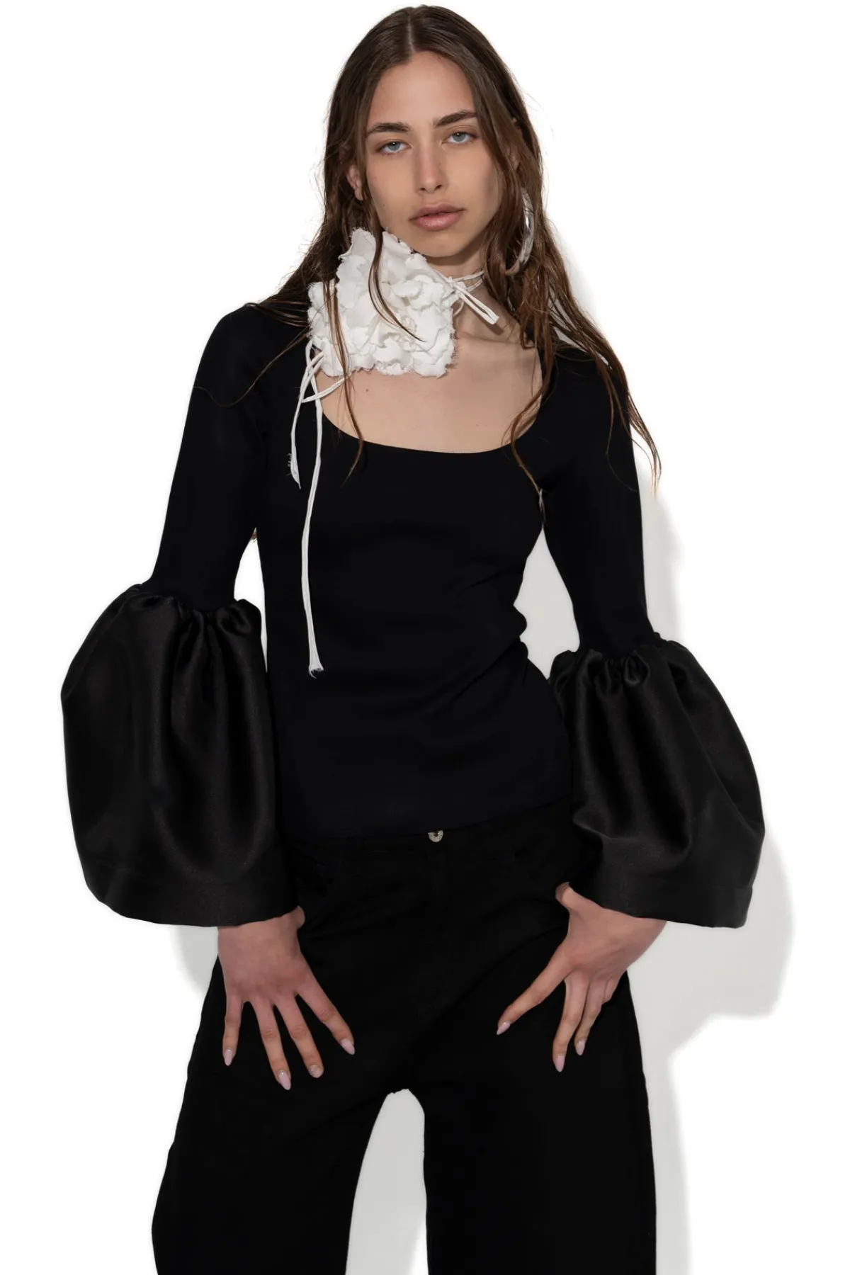 Women Marques ' Almeida SCOOPED NECK PUFF SLEEVE TOP