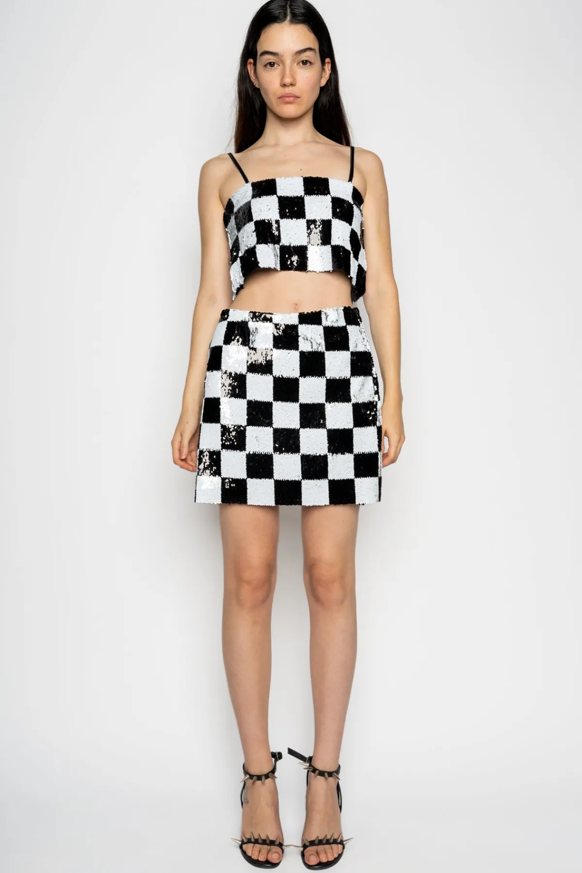Women Marques ' Almeida CHECKED SEQUINS MINI SKIRT