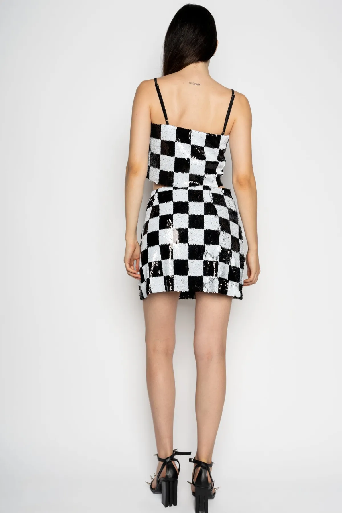 Women Marques ' Almeida CHECKED SEQUINS MINI SKIRT