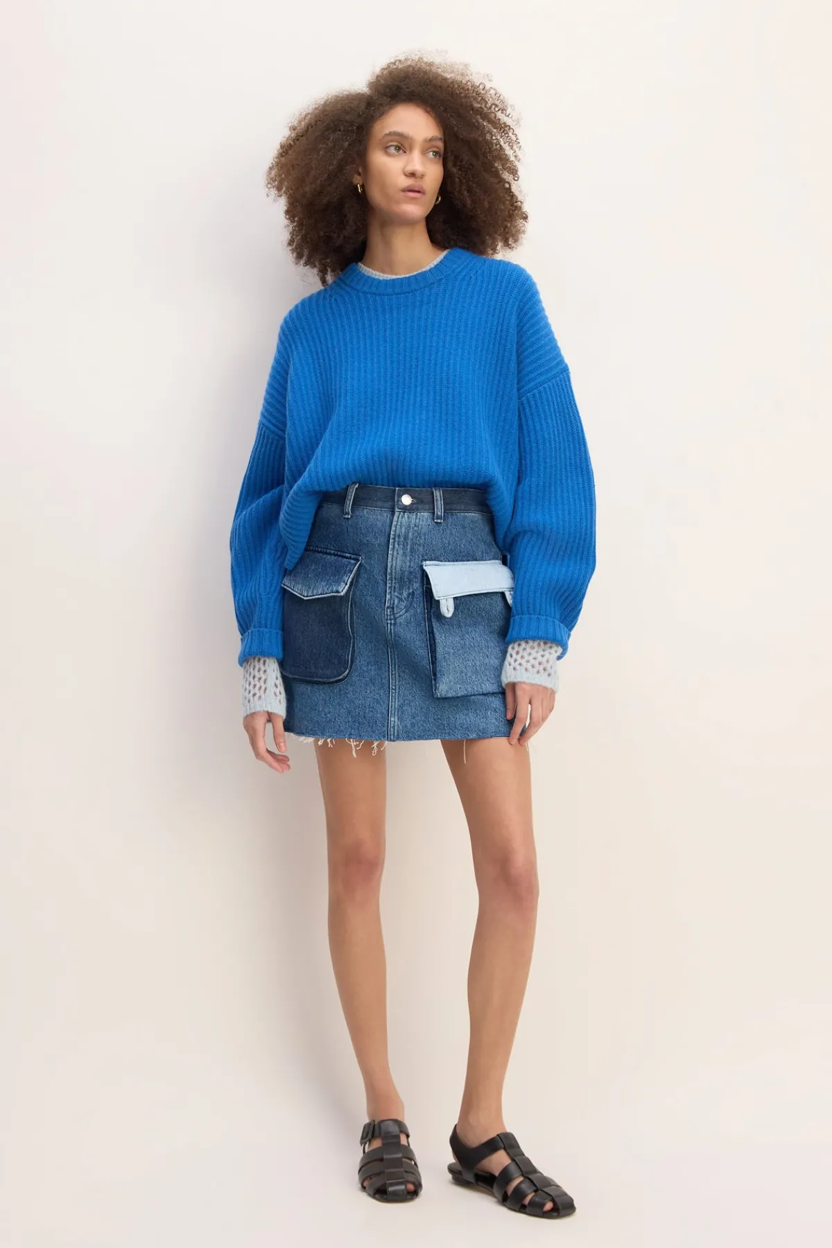 Women Marques ' Almeida DENIM PATCHWORK MINI SKIRT
