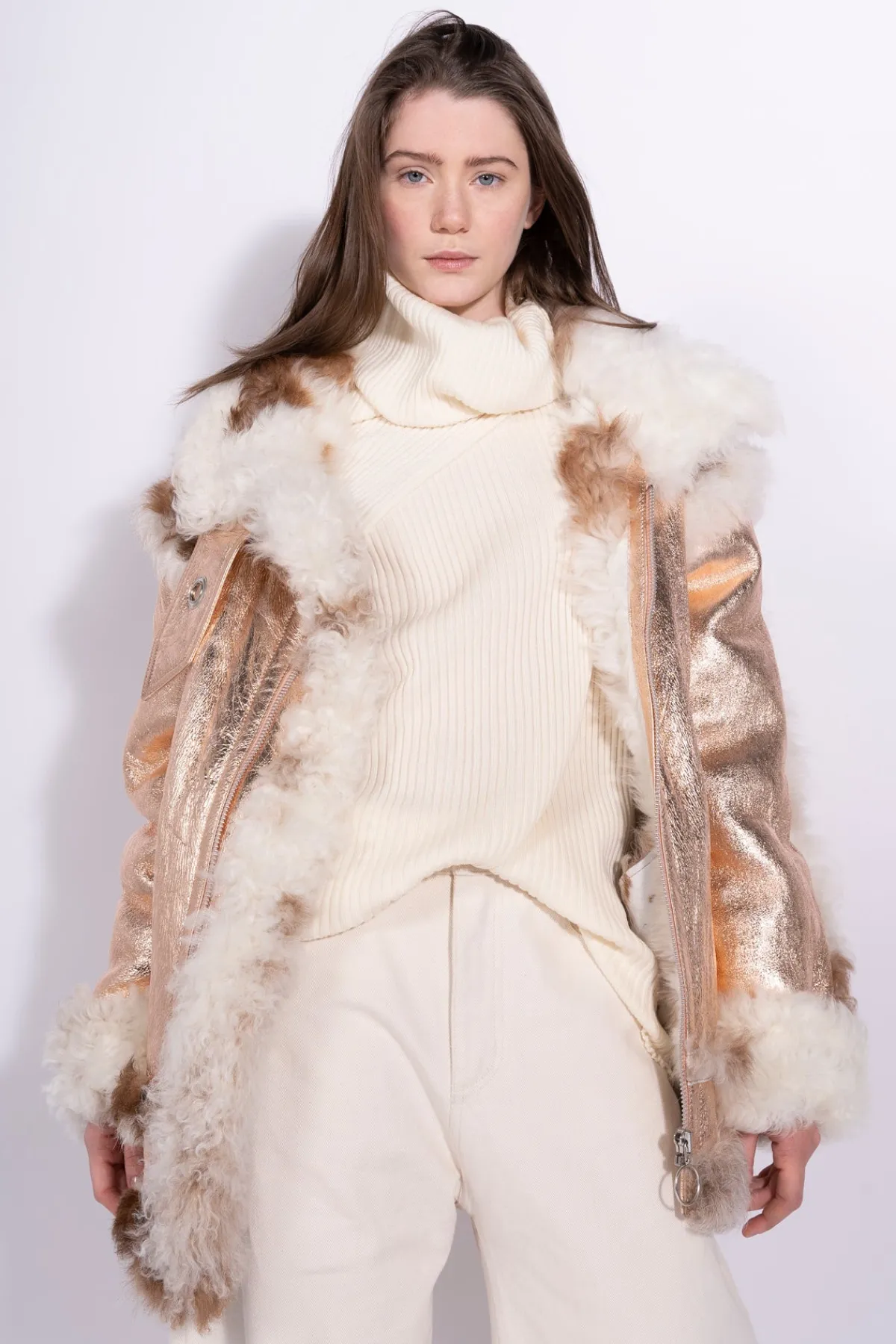 Women Marques ' Almeida FOILED SHEARLING OVERSIZED JACKET