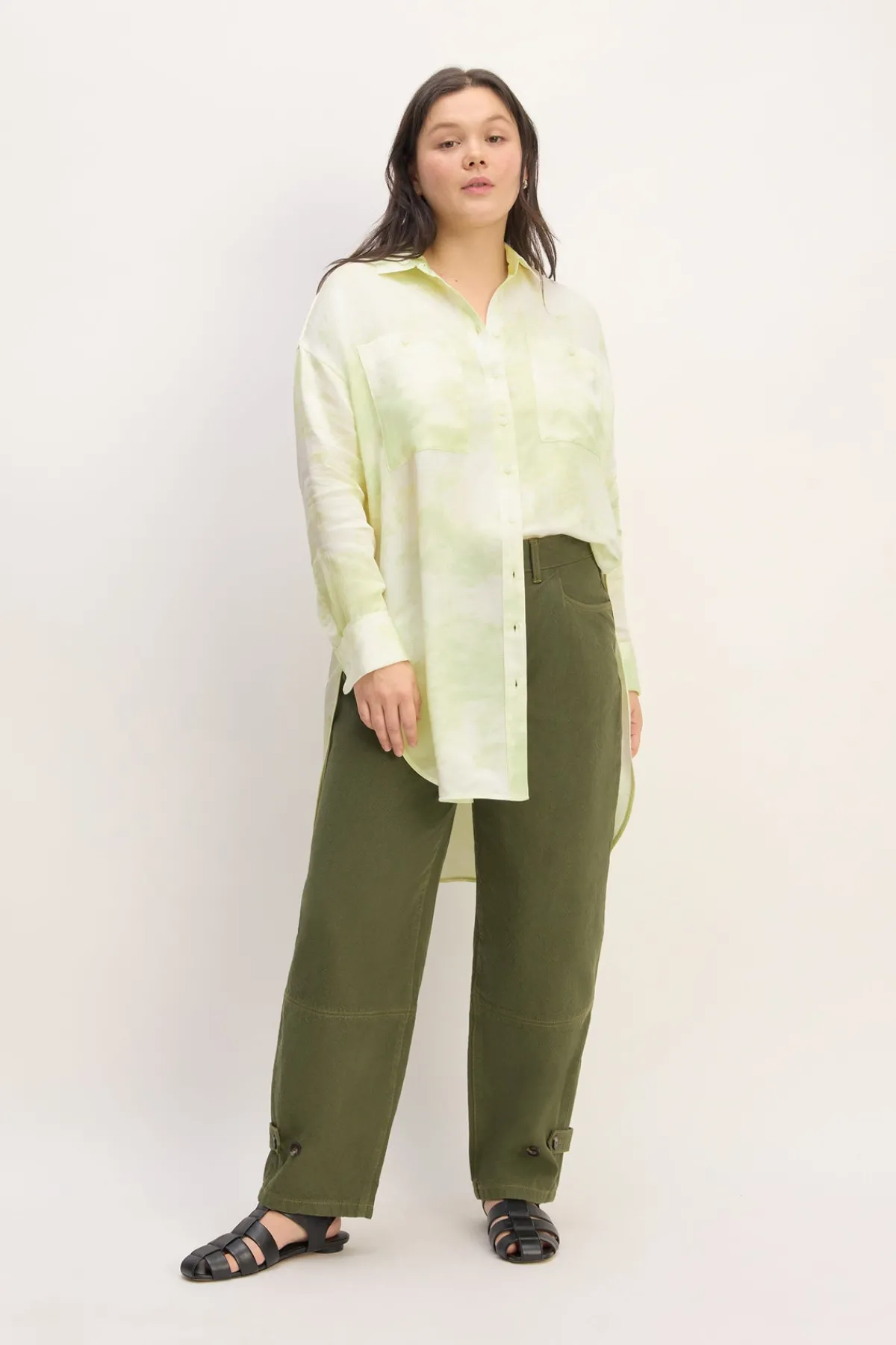 Women Marques ' Almeida GREEN TIE-DYE SATIN SHIRT