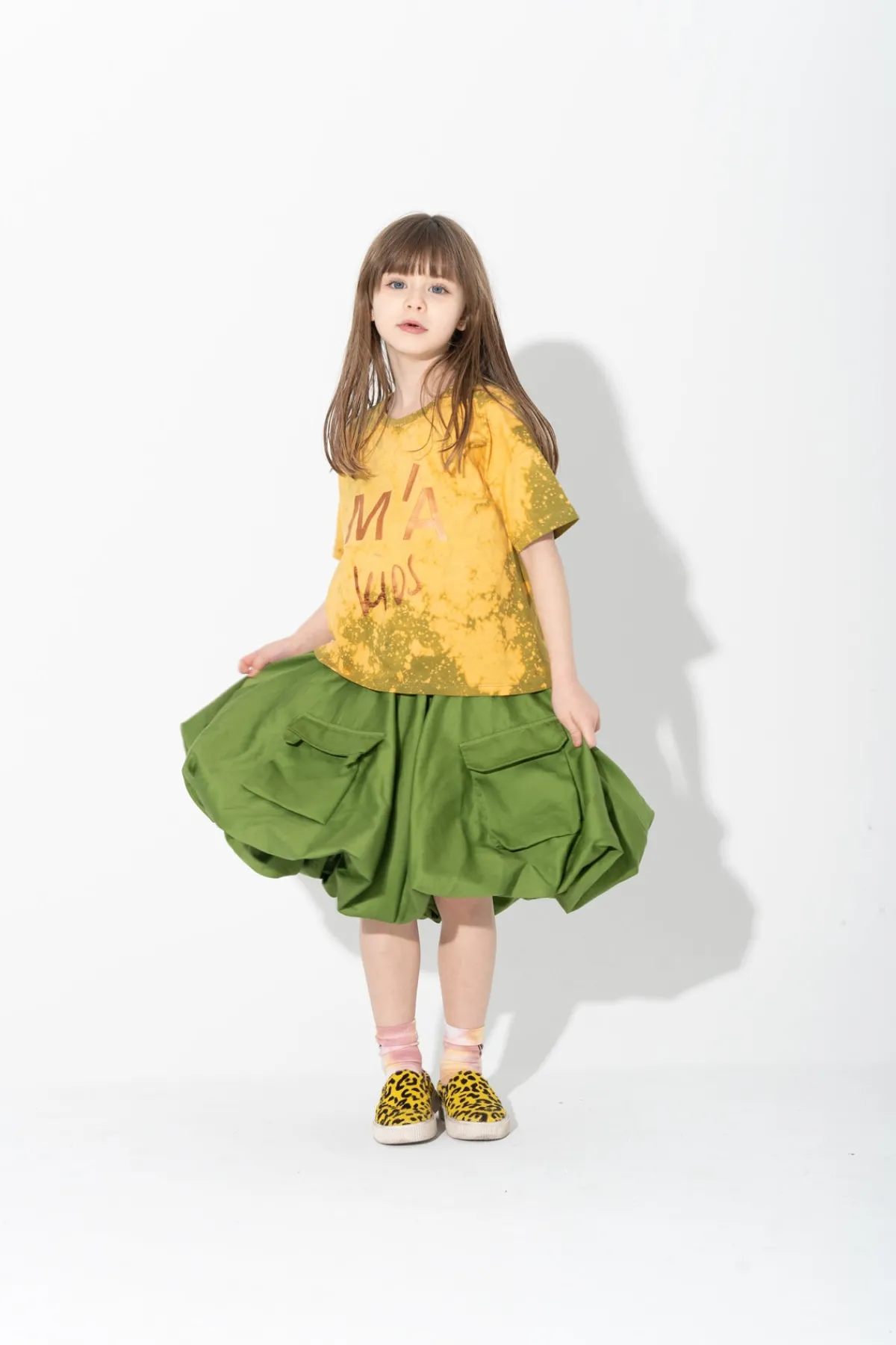 Kids Marques ' Almeida KHAKI AND ORANGE SPLATTERED LOGO T-SHIRT