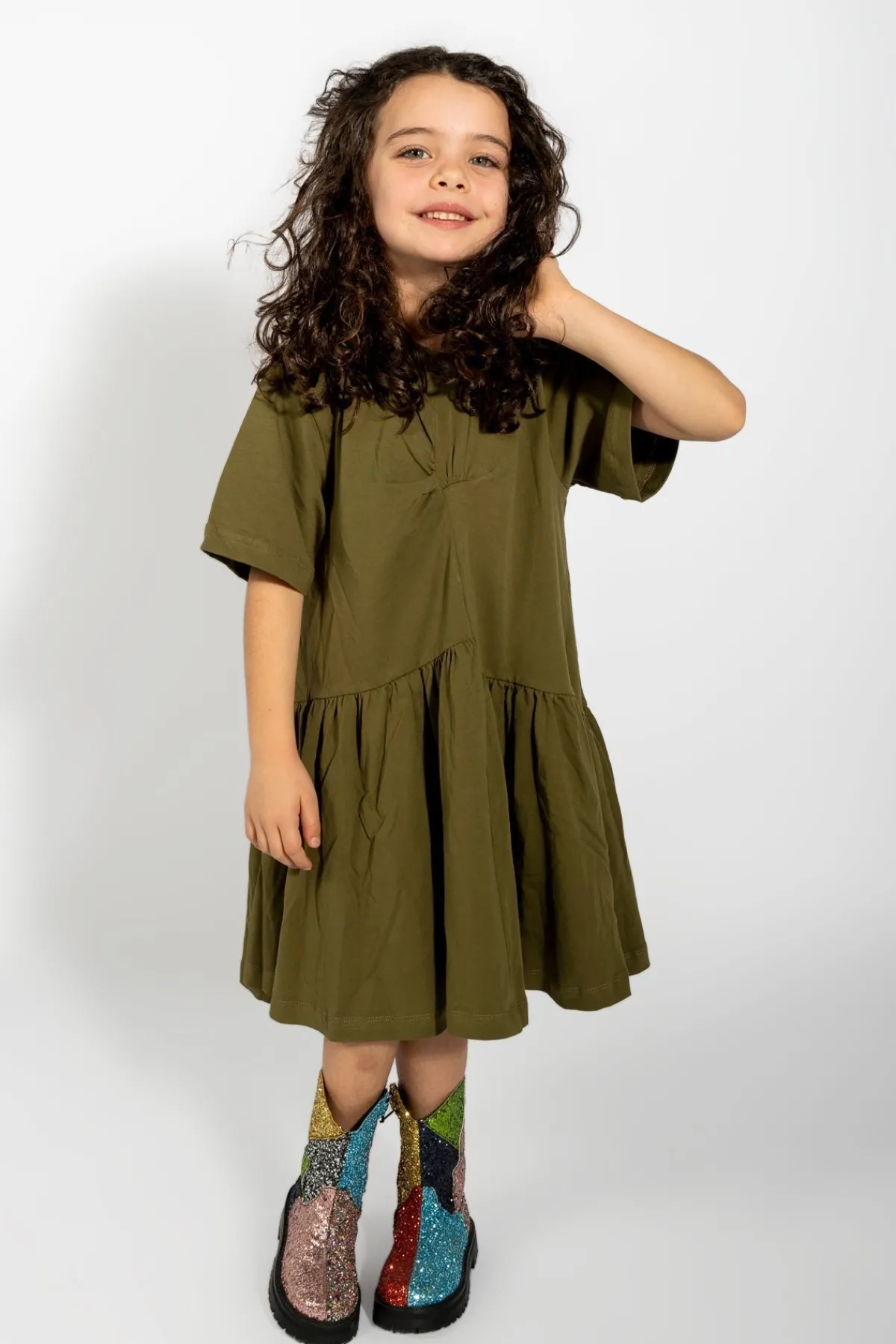 Kids Marques ' Almeida GATHERED JERSEY T-SHIRT DRESS