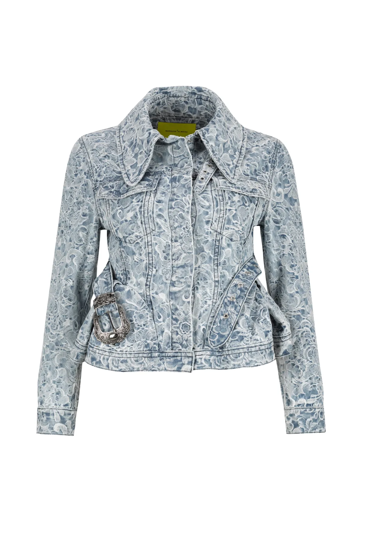 Women Marques ' Almeida LIGHT BLUE FITTED JACKET WITH EMBELLISHMENT BELT