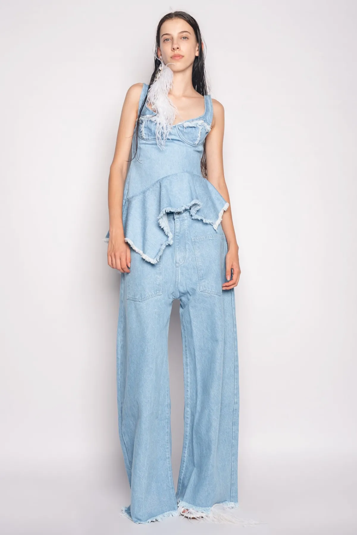 Women Marques ' Almeida LIGHT BLUE PATCH POCKET BOYFRIEND TROUSERS