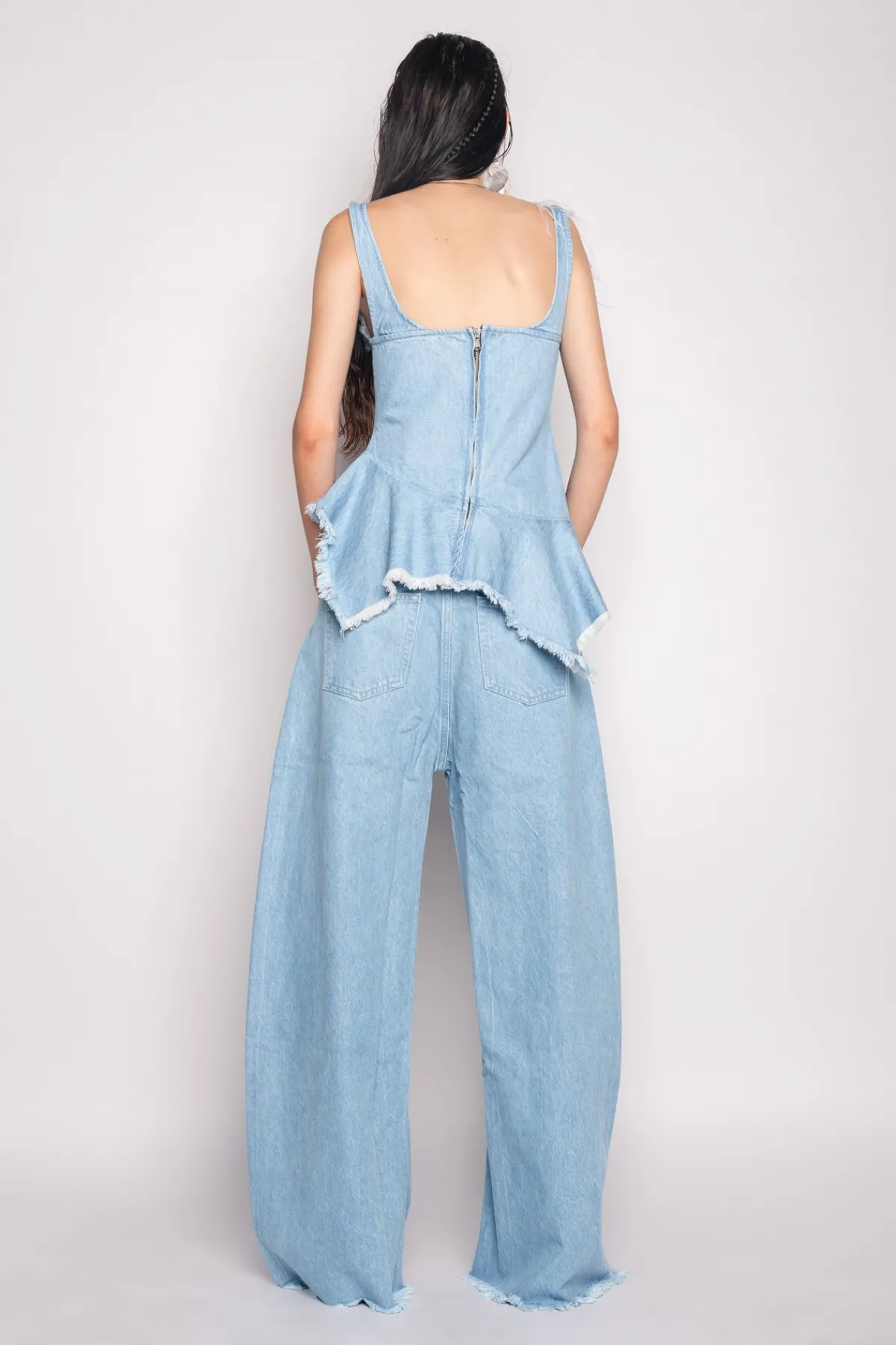 Women Marques ' Almeida LIGHT BLUE PATCH POCKET BOYFRIEND TROUSERS