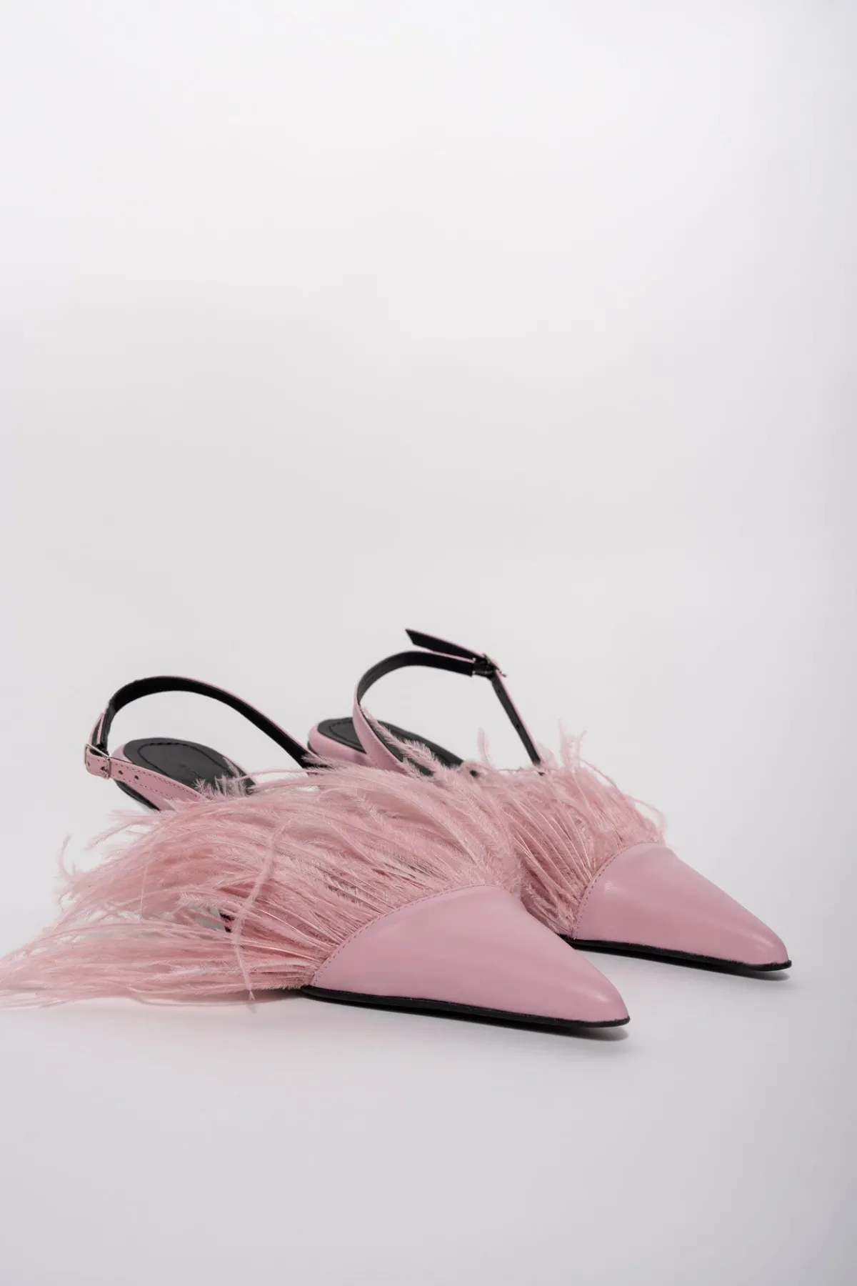 Marques ' Almeida LIGHT PINK FEATHER SLING BACKS