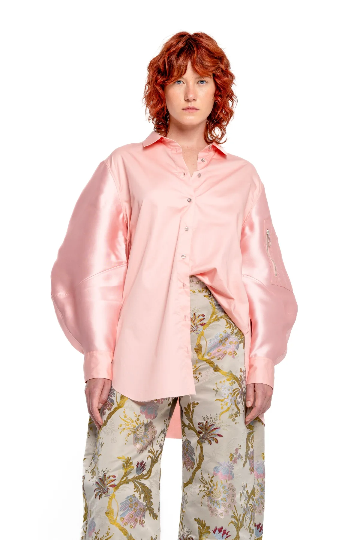 Women Marques ' Almeida LIGHT PINK SHIRT WITH MIKADO BOMBER SLEEVES