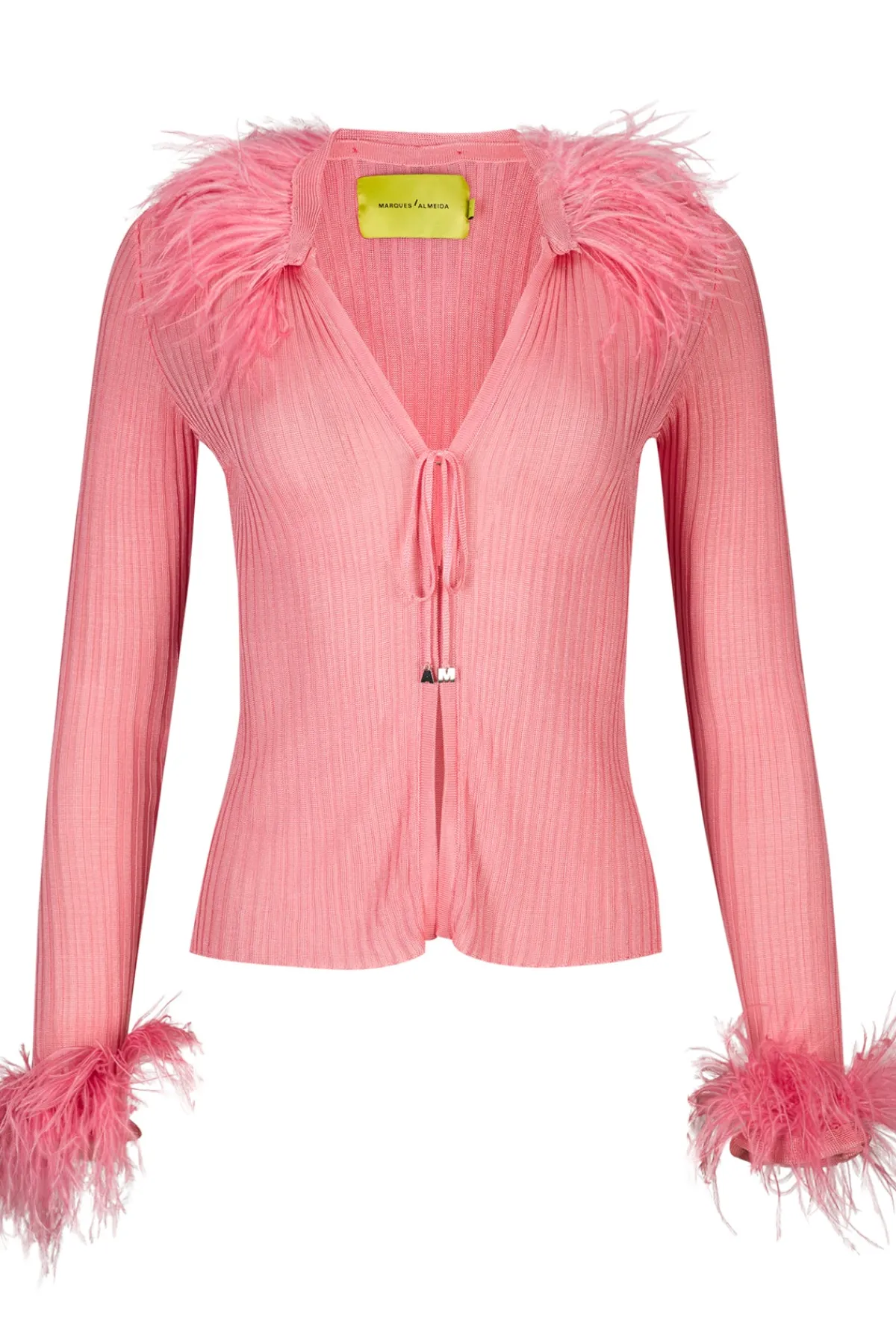 Women Marques ' Almeida LIGHT PINK VISCOSE KNITTED TOP WITH FEATHERS