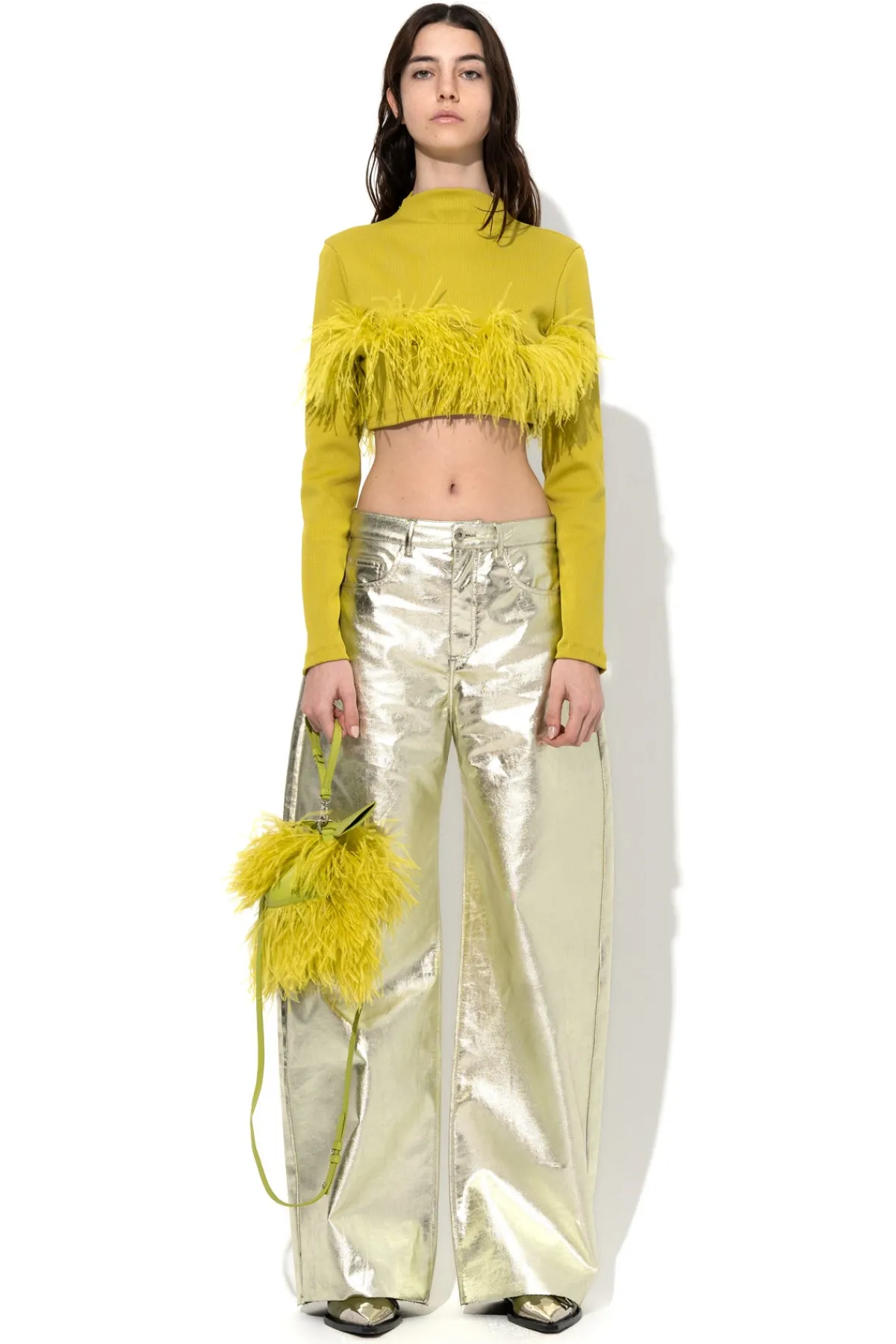 Women Marques ' Almeida CROPPED FEATHER TOP