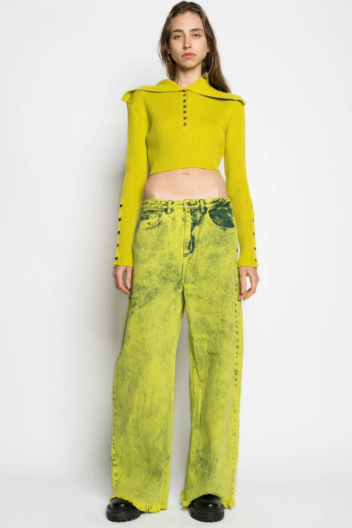 Women Marques ' Almeida MERINO WOOL KNITTED CROPPED TOP WITH BIG COLLAR