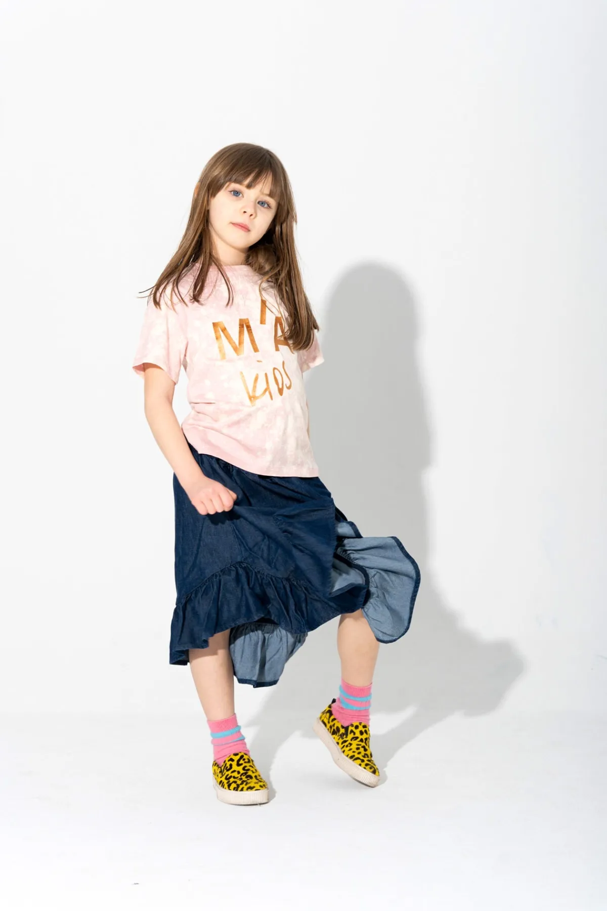 Kids Marques ' Almeida PINK AND BEIGE SPLATTERED LOGO T-SHIRT