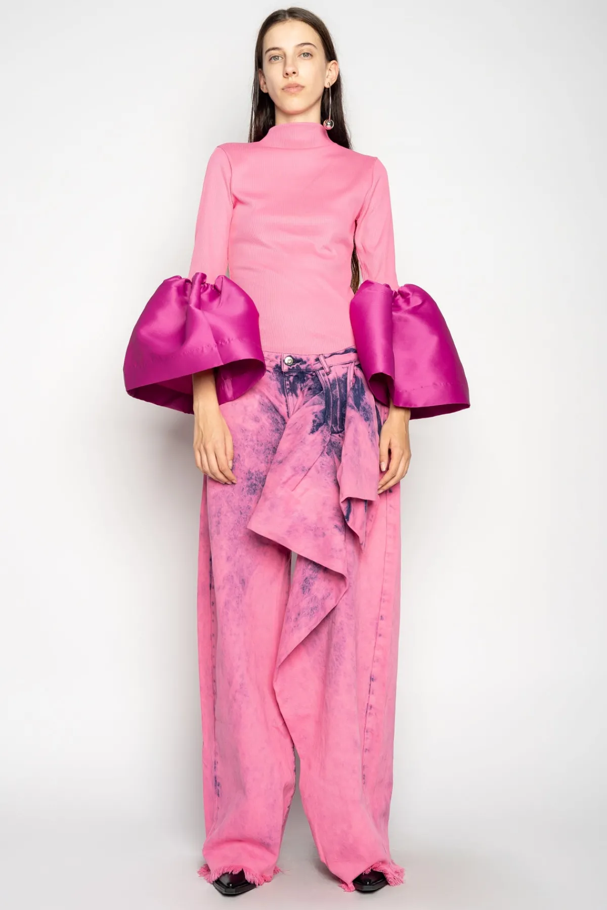 Women Marques ' Almeida PINK BOYFRIEND TROUSERS WITH BIG BOW