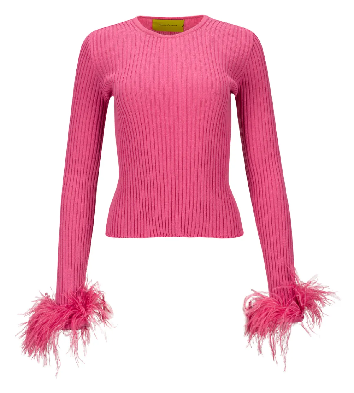 Women Marques ' Almeida PINK MERINO WOOL FITTED TOP WITH FEATHERS