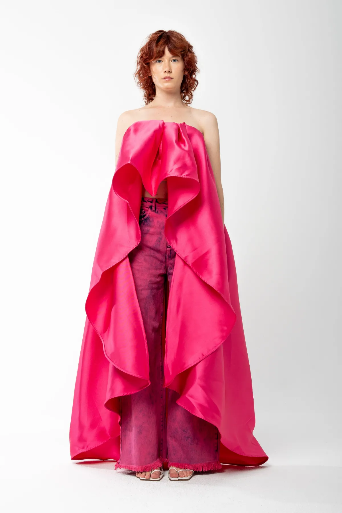 Women Marques ' Almeida PINK PLEATED STRAPLESS TOP WITH LONG BACK