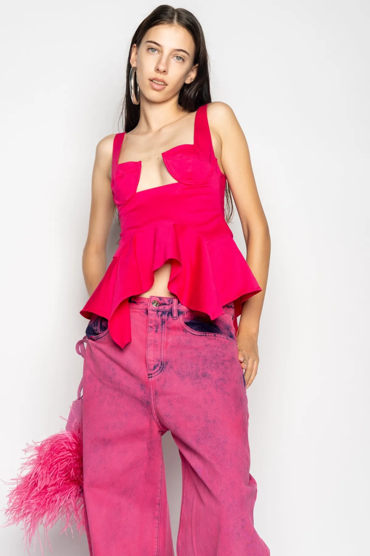 Women Marques ' Almeida PINK STRAP CORSET WITH WAIST FLOUNCE