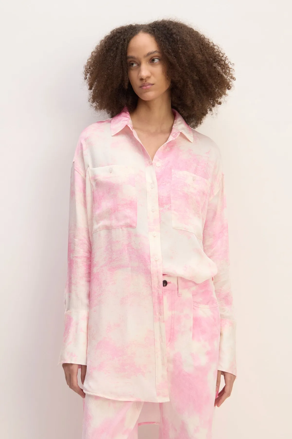 Women Marques ' Almeida PINK TIE-DYE SATIN SHIRT