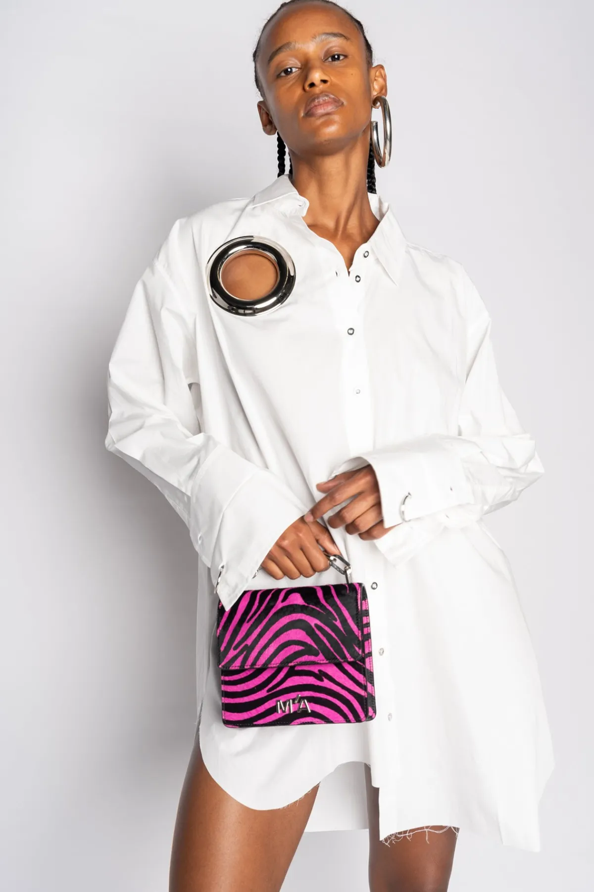 Marques ' Almeida PINK ZEBRA PRINT MINI CHAIN M'A BAG