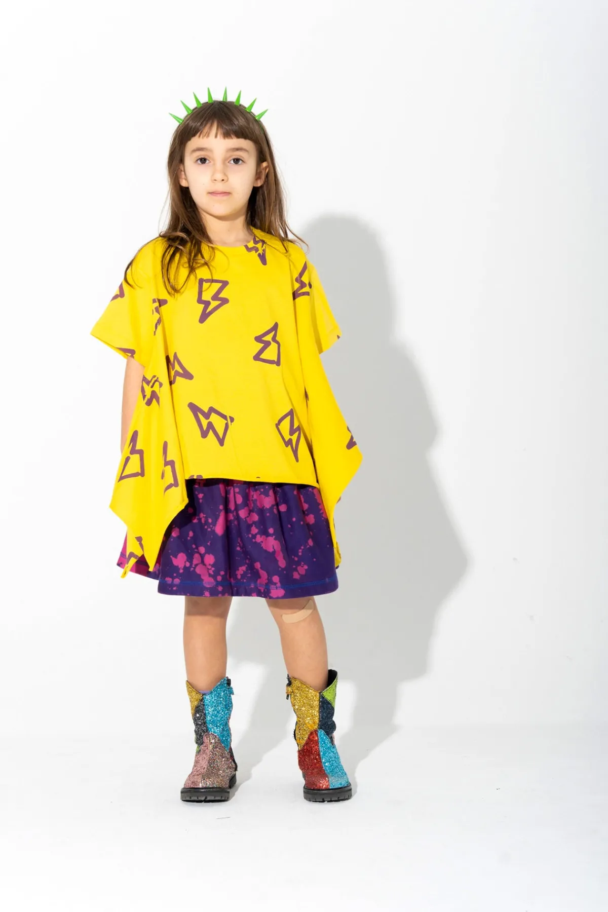 Kids Marques ' Almeida PURPLE AND SPLATTERED FLEECE SKIRT