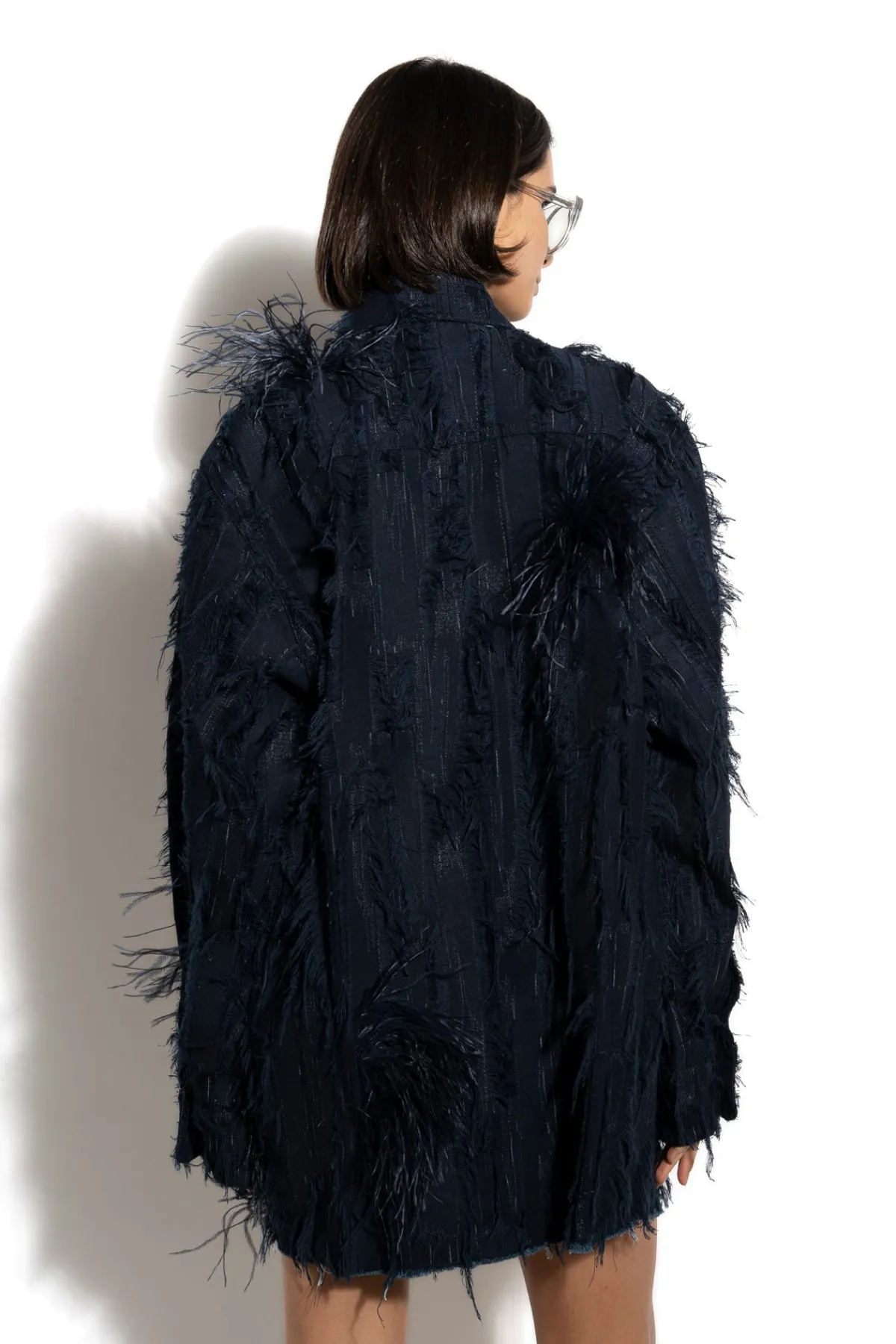 Women Marques ' Almeida SHREDDED INDIGO DENIM OVERSHIRT