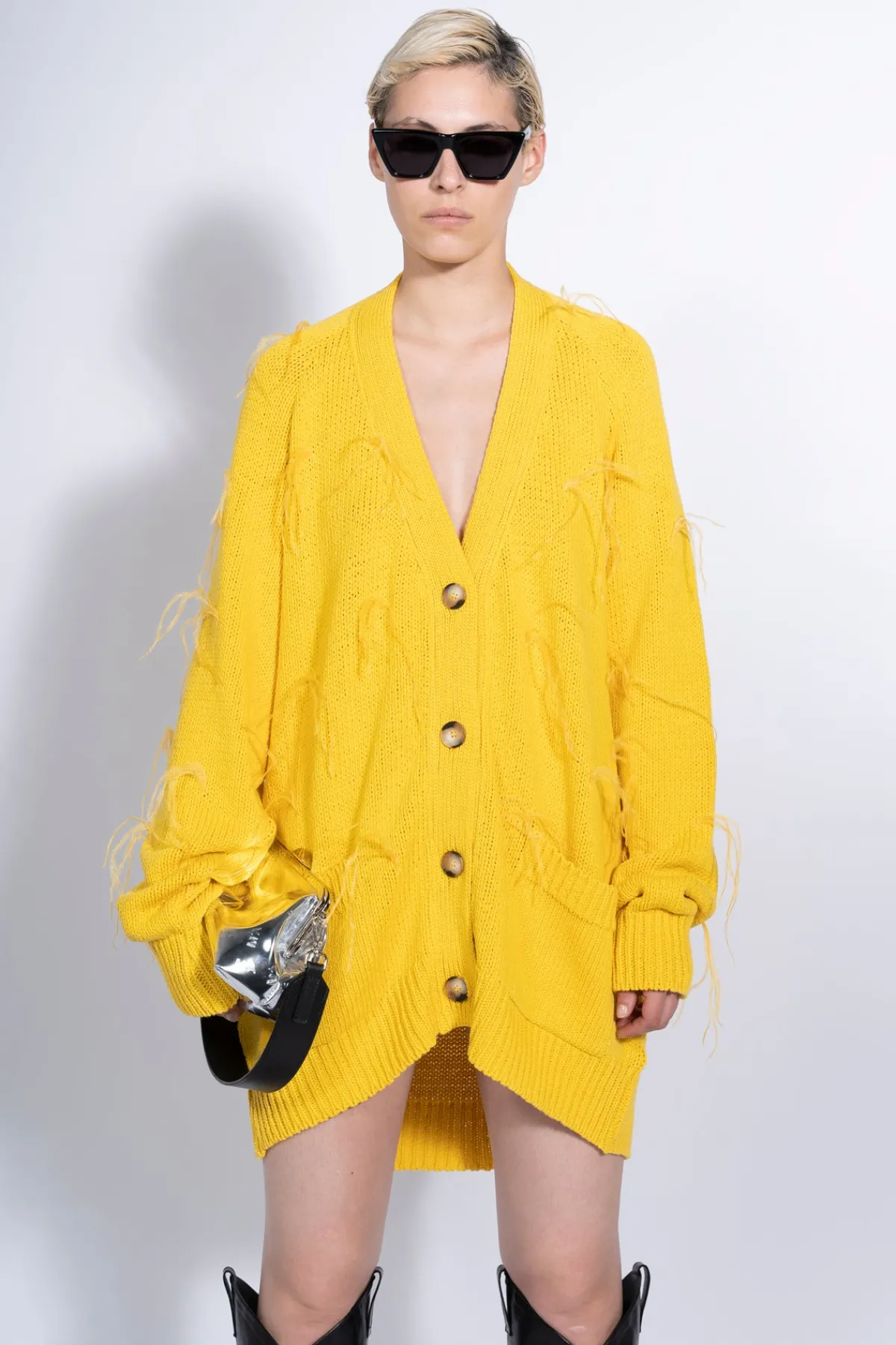 Women Marques ' Almeida OVERSIZED CARDIGAN WITH FEATHERS PULLS